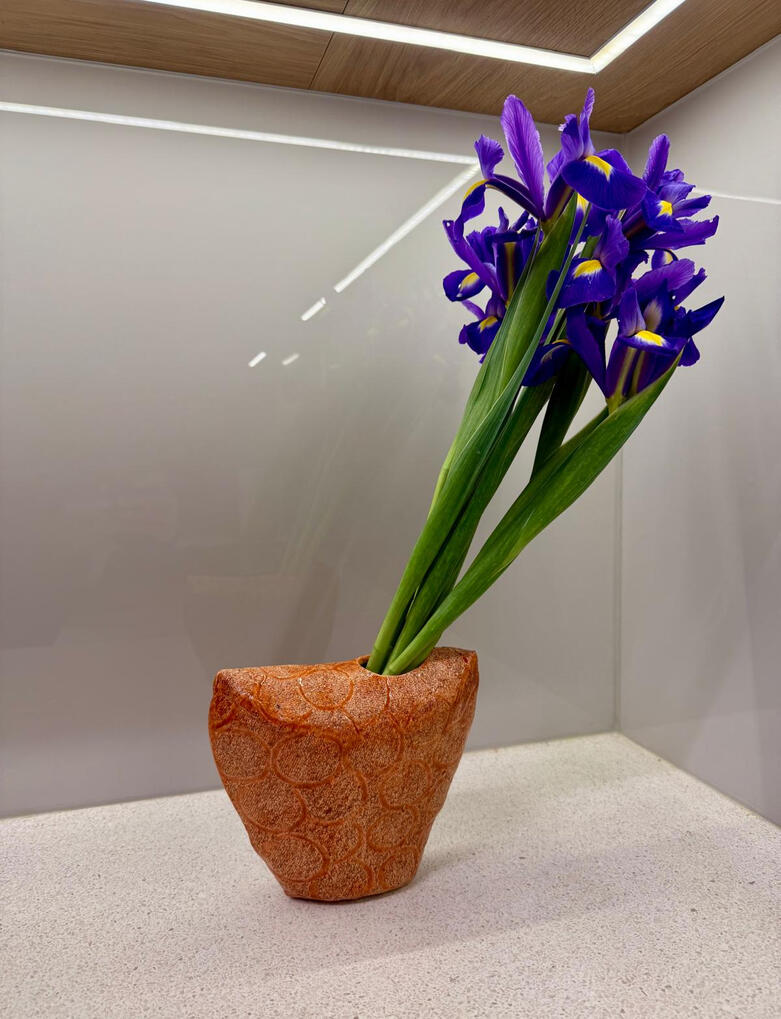 Orange Handmade Textured Vase Inspired by Japanese Ikebana